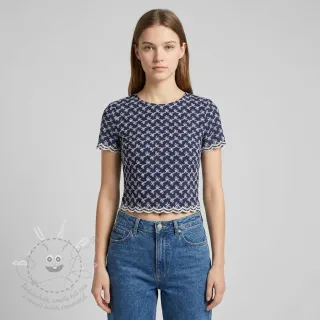 Bavlněná látka EMBROIDERY Rosemary navy