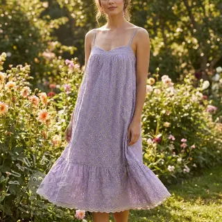 Bavlněná látka EMBROIDERY Rosemary lilac