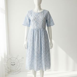 Bavlněná látka EMBROIDERY Lilian blue