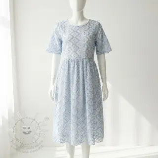 Bavlněná látka EMBROIDERY Lilian blue