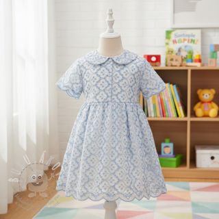 Bavlněná látka EMBROIDERY Lilian blue