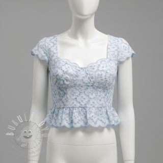 Bavlněná látka EMBROIDERY Lilian blue