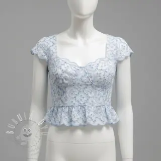 Bavlněná látka EMBROIDERY Lilian blue