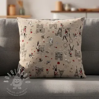 Dekorační látka Linenlook Cute Paris multico
