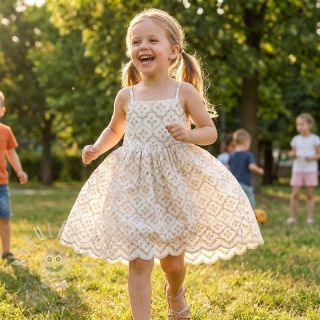 Bavlněná látka EMBROIDERY Lilian natural