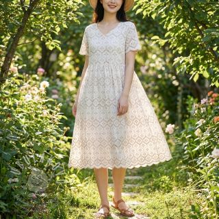 Bavlněná látka EMBROIDERY Lilian natural