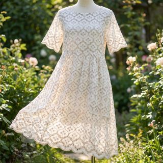 Bavlněná látka EMBROIDERY Lilian natural