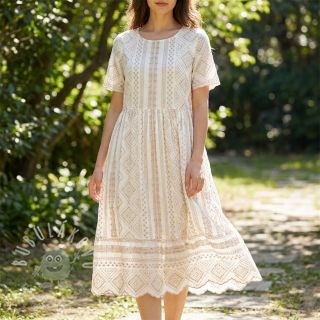 Bavlněná látka EMBROIDERY Lilian beige