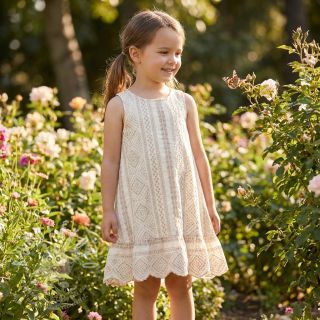 Bavlněná látka EMBROIDERY Lilian beige