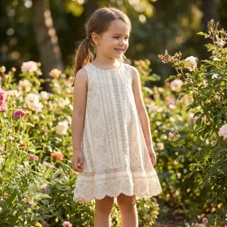 Bavlněná látka EMBROIDERY Lilian beige