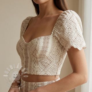 Bavlněná látka EMBROIDERY Lilian beige