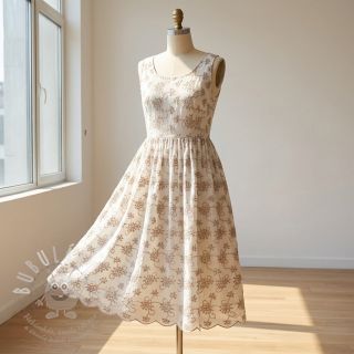 Bavlněná látka EMBROIDERY Lilian ecru