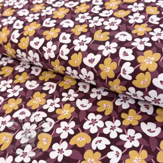 Úplet GLITTER Flowers wine red