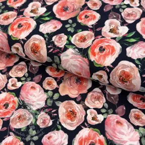 Úplet Roses navy digital print