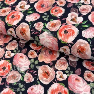 Úplet Roses navy digital print