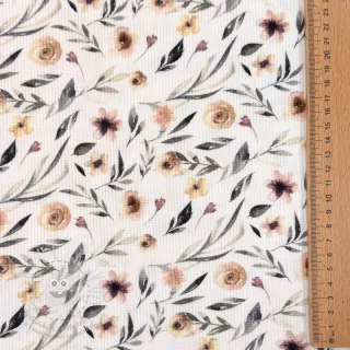 Úplet WAFFLE Flowers white digital print
