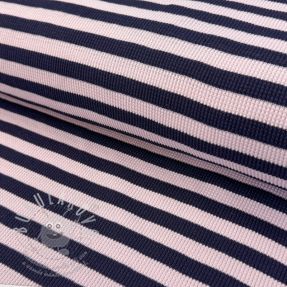 Úplet WAFFLE YARN DYED Stripes navy lilac