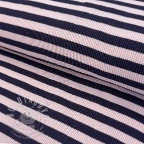 Úplet WAFFLE YARN DYED Stripes navy lilac