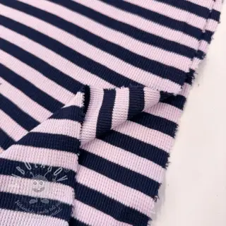 Úplet WAFFLE YARN DYED Stripes navy lilac