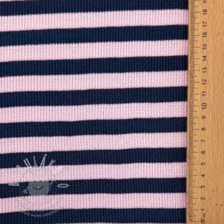 Úplet WAFFLE YARN DYED Stripes navy lilac