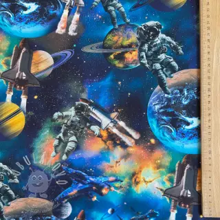 Bavlněná látka Space navy digital print