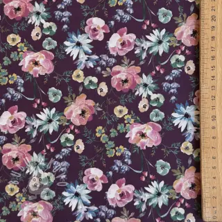 Bavlněná látka Flowers Anabell dark purple digital print
