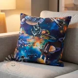 Bavlněná látka Space navy digital print