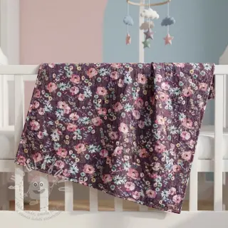 Bavlněná látka Flowers Anabell dark purple digital print