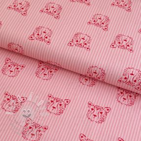 Bavlněná látka Leopard portrait rose