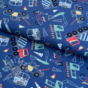 Bavlněná látka Vehicles blue