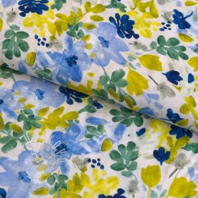 Viskóza STRETCH Flowers off white digital print