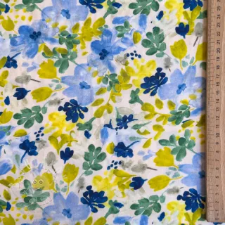 Viskóza STRETCH Flowers off white digital print