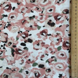 Viskóza POPLIN STRETCH Flowers white digital print