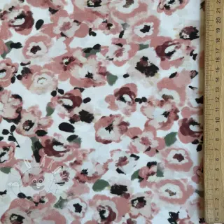 Viskóza POPLIN STRETCH Flowers white digital print