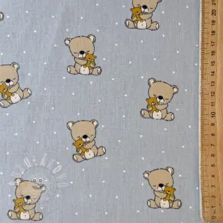 Bavlněná látka Sweet bear light grey ORGANIC