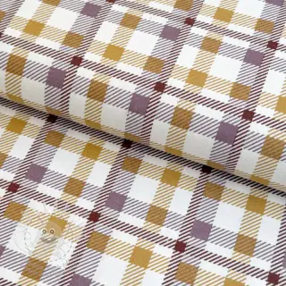Bavlněná látka FLANNEL Checks and checks ochre