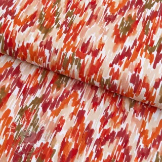 Viskóza POPLIN STRETCH Stroke orange digital print