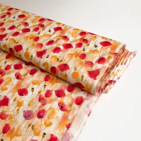 Viskóza RAYON POPLIN Poppys design C
