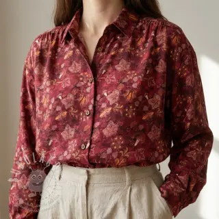 Viskóza RAYON POPLIN Dark barrock design C