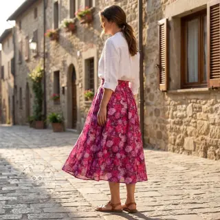 Viskóza RAYON POPLIN Flower sea design A