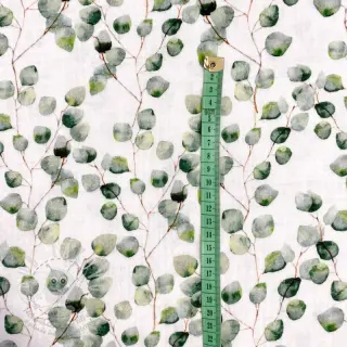 Dvojitá gázovina/mušelín Little eucalyptus flowers digital print ORGANIC