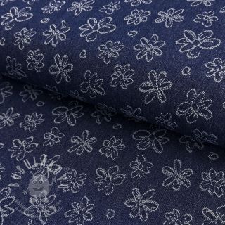 JEANS DENIM JACQUARD Flower dark blue