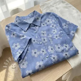 Bavlněná látka JEANS Chambre LUXURY JACQUARD Flowers jeans