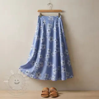 Bavlněná látka JEANS Chambre LUXURY JACQUARD Flowers jeans