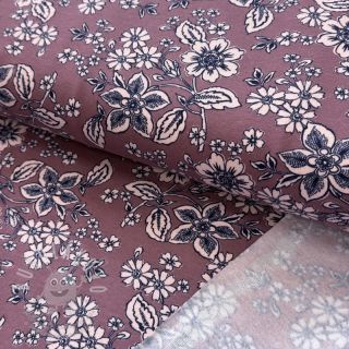 Teplákovina počesaná SOFT Flowers old blush