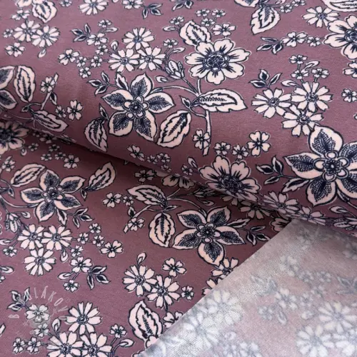 Levně Teplákovina počesaná SOFT Flowers old blush