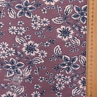 Teplákovina počesaná SOFT Flowers old blush