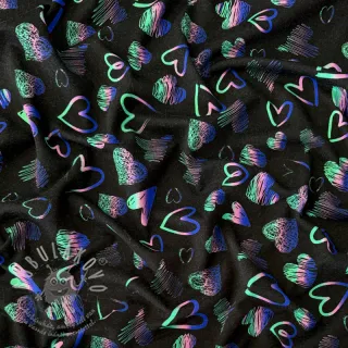 Úplet Hearts black digital print