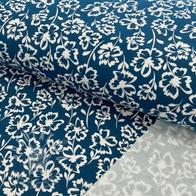 Teplákovina počesaná SOFT Imprint flowers petrol