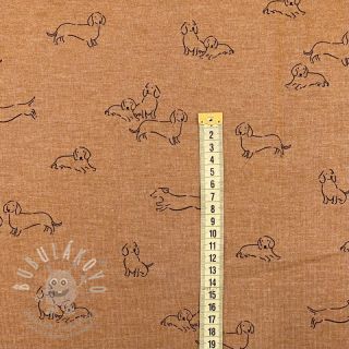 Teplákovina počesaná Dogs camel melange